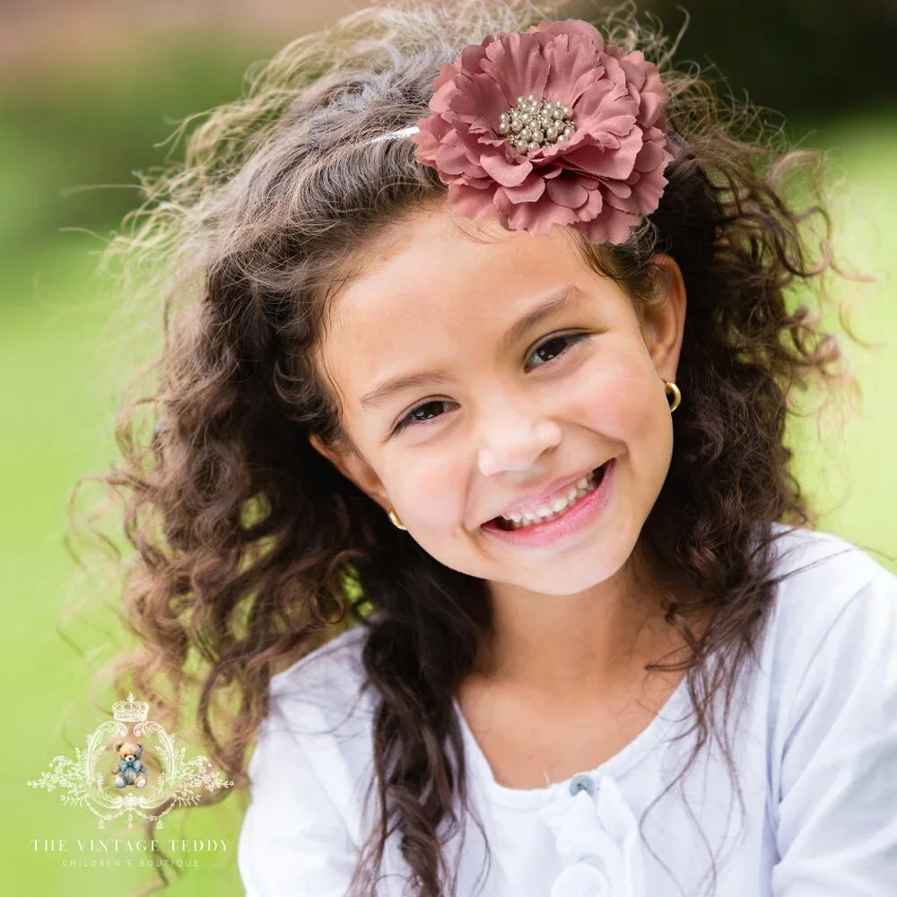 NWT Pretty Vintage Inspired Girls Headband Hair Floral Beaded Blush Pink OS